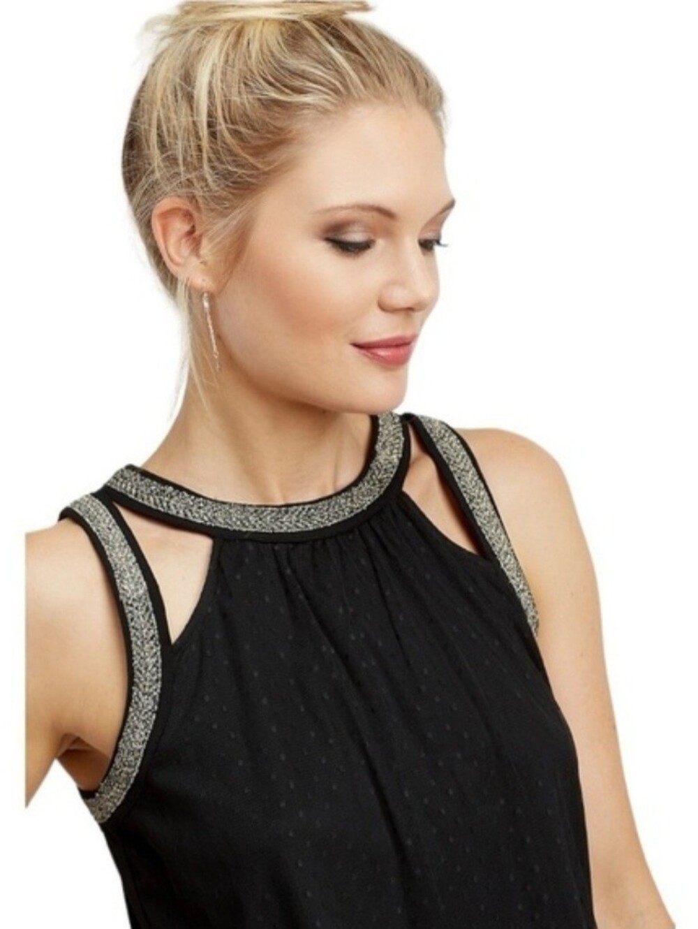 Maurices Sleeveless Embellished Trim Black Women's Top - Size Medium